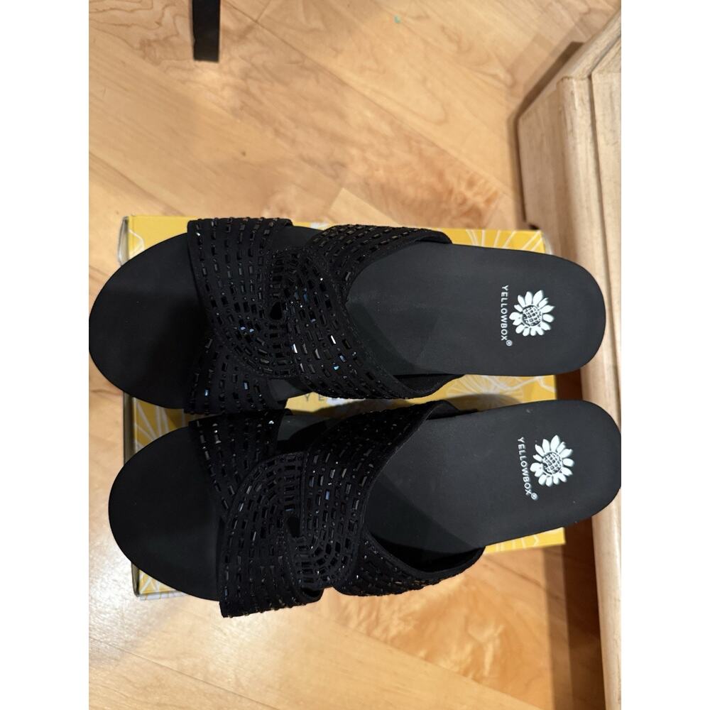 yellow box Black Wedge Sandal size 10 NIB - Picture 4 of 4